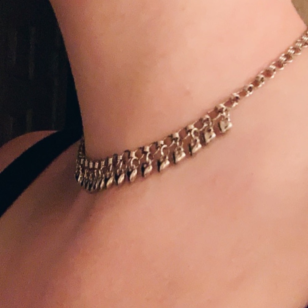 silver heart choker